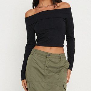 Motel Rocks Sarina Off Shoulder Top in Black